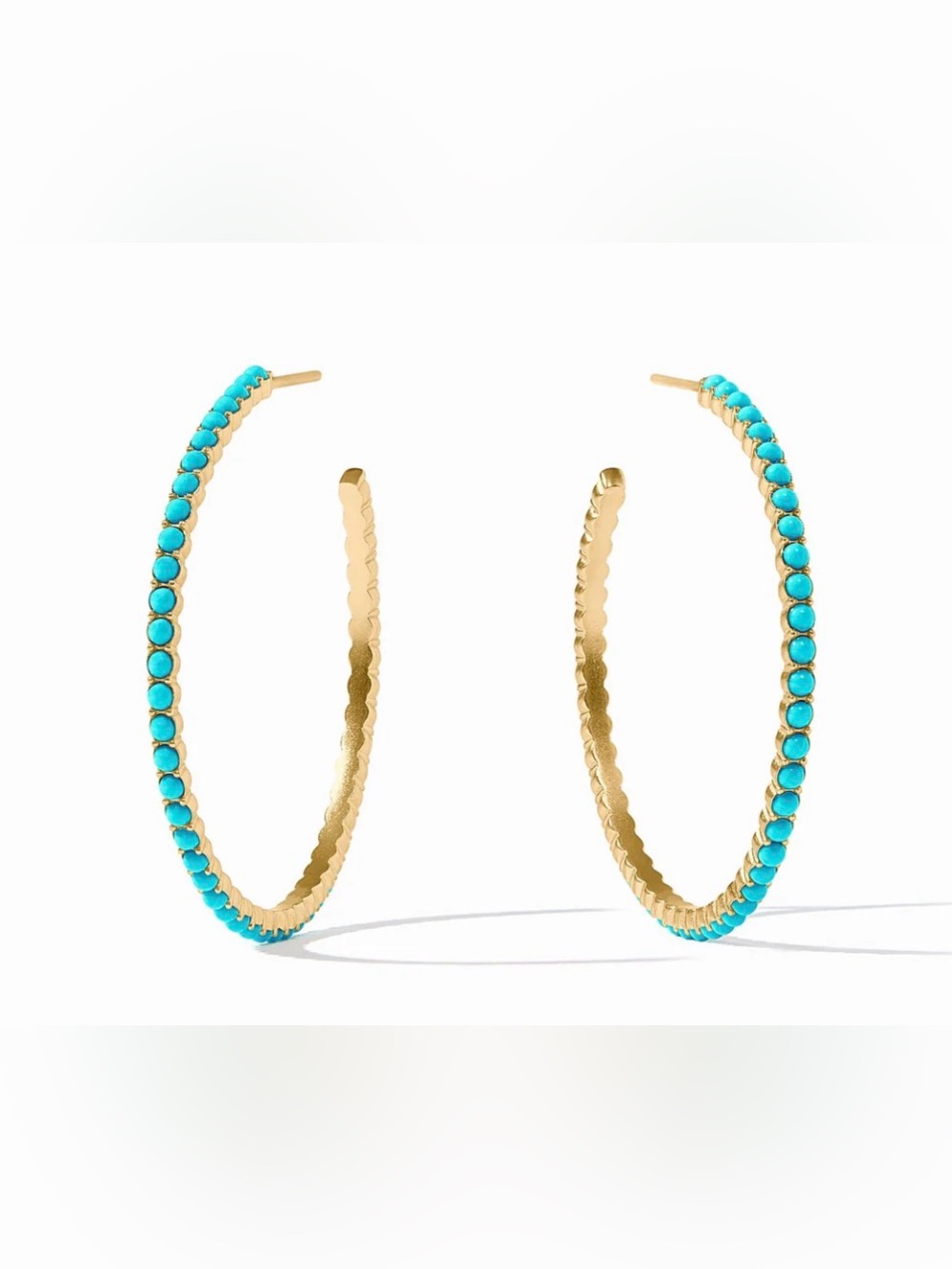 New in Box Julie Vos Juliette Large Hold Turquoise Blue Hoop Earrings - Picture 13 of 14